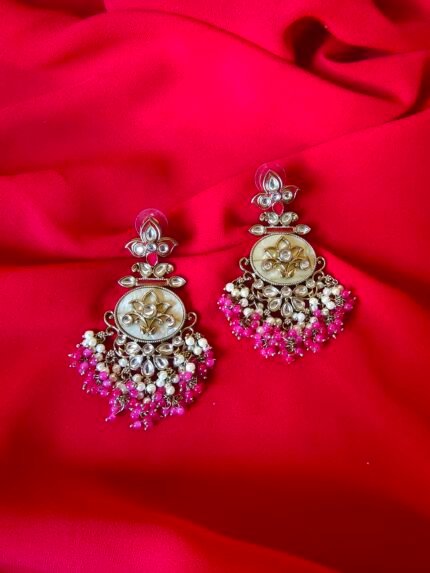 Radiant Rani Pink Kundan Chandbali