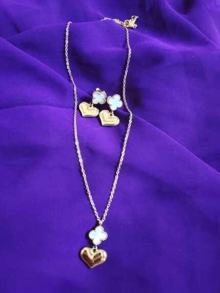 Heart & Flower Harmony Necklace & Earring Set
