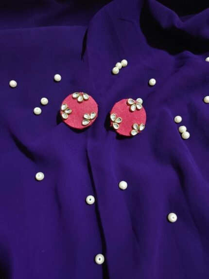 Ruby Round Flower Studs