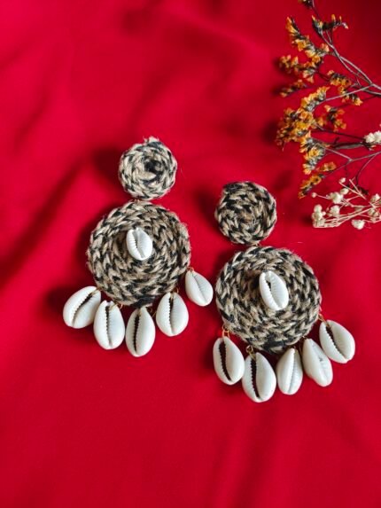Handcrafted Cowrie Shell & Jute Earrings