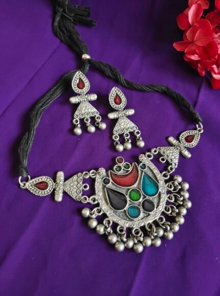 Colorful Afghan Choker & Earring Set