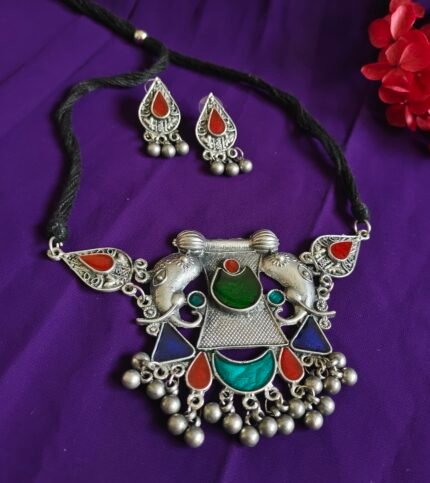 Tribal Enamel Afghani Choker Set