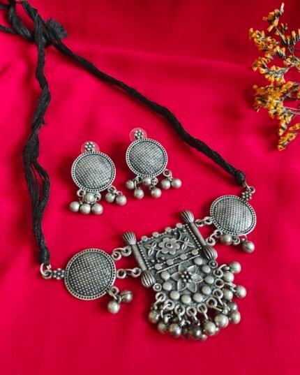 Azure Bloom Afghani Necklace Set